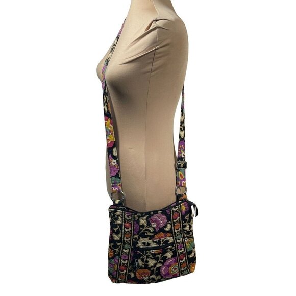 Vera Bradley Handbags - Vera Bradley Medium Suzani Hipster Crossbody Purse Floral Black Pink